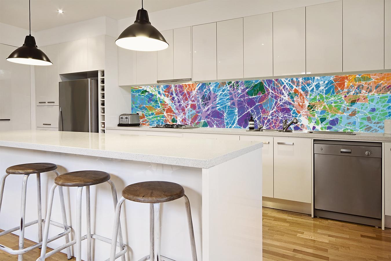 Kitchen Splashback 120x80 Tempered Glass Water Trees Art